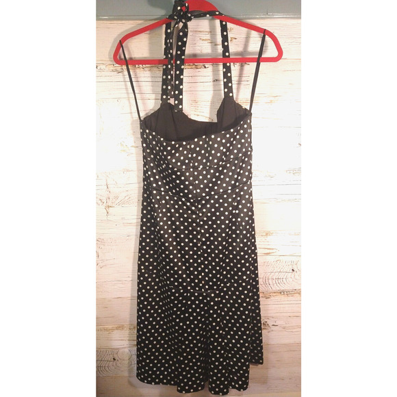 Donna Ricco Size 8 Halter Polka Dot Dress – Rockabilly Vibes, Fitted Bodice - Picture 3 of 8